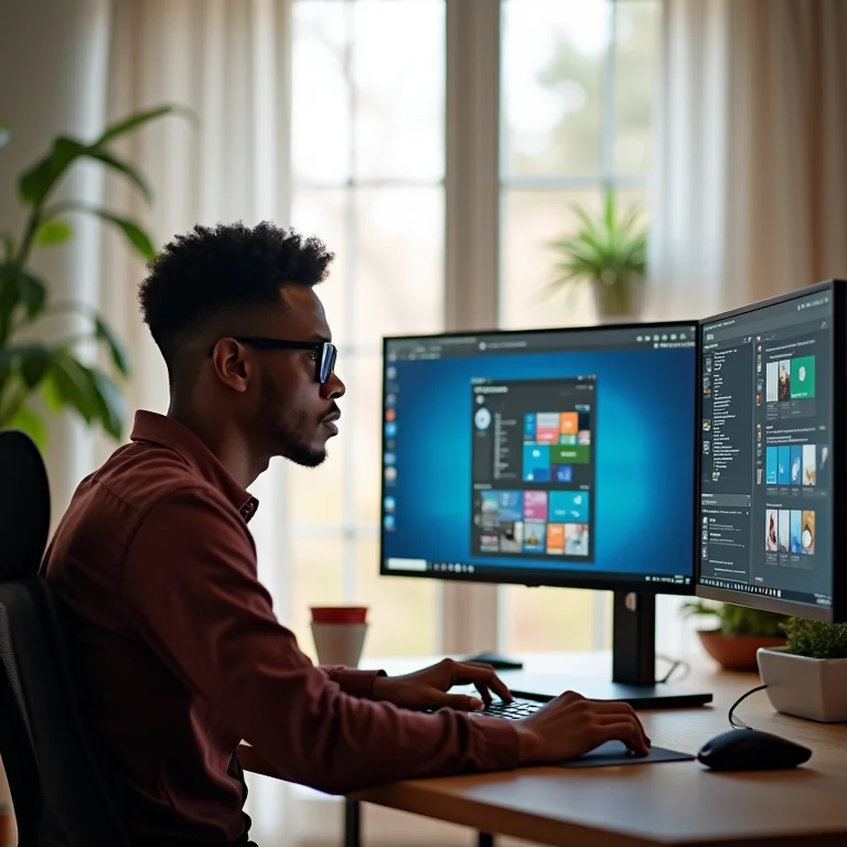 Profissional usando monitor de 144Hz para aumentar a produtividade.