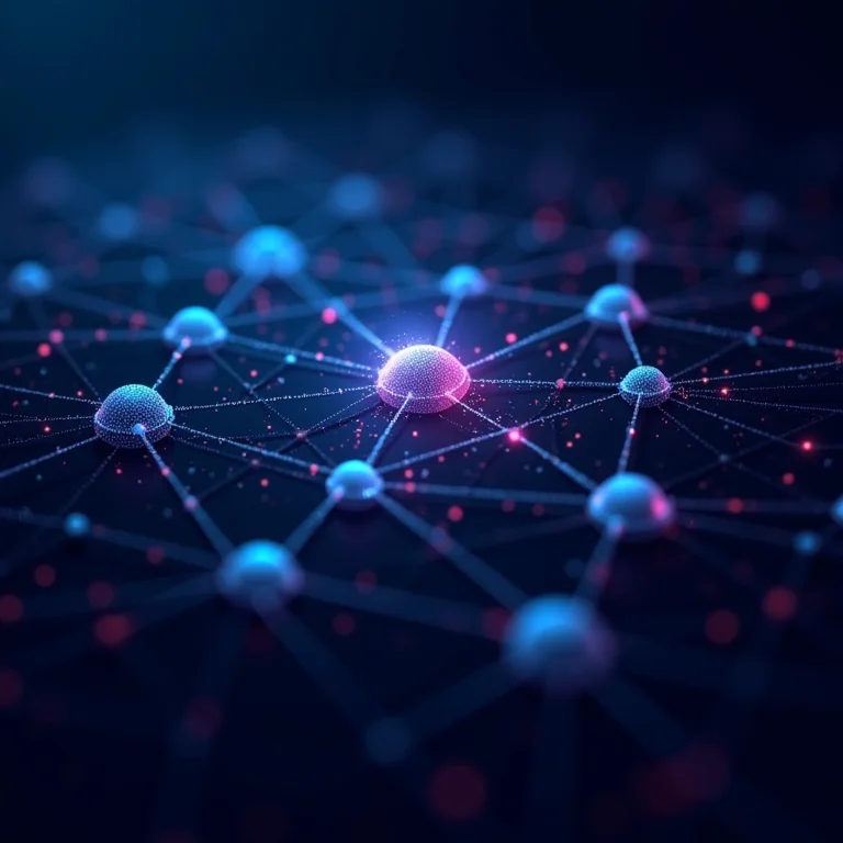 Rede neural abstrata representando algoritmos de IA para previsão do tempo.