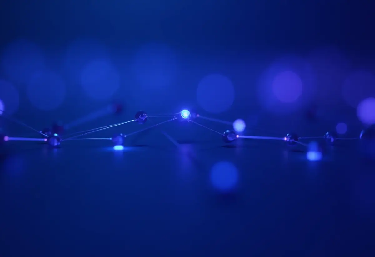 Política de viagens com IA: O guia essencial para sua empresa Rede neural abstrata representando inteligência artificial para políticas de viagens.