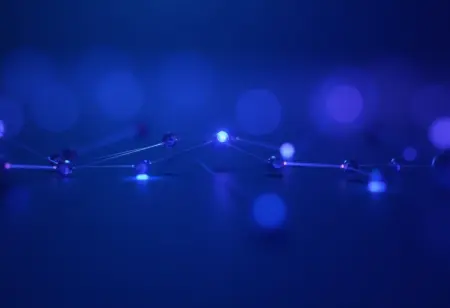 Política de viagens com IA: O guia essencial para sua empresa Rede neural abstrata representando inteligência artificial para políticas de viagens.