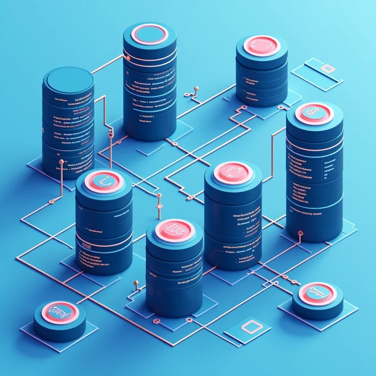 Representação estilizada da estrutura de um banco de dados SQL.