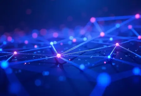 Representação visual abstrata de uma rede blockchain