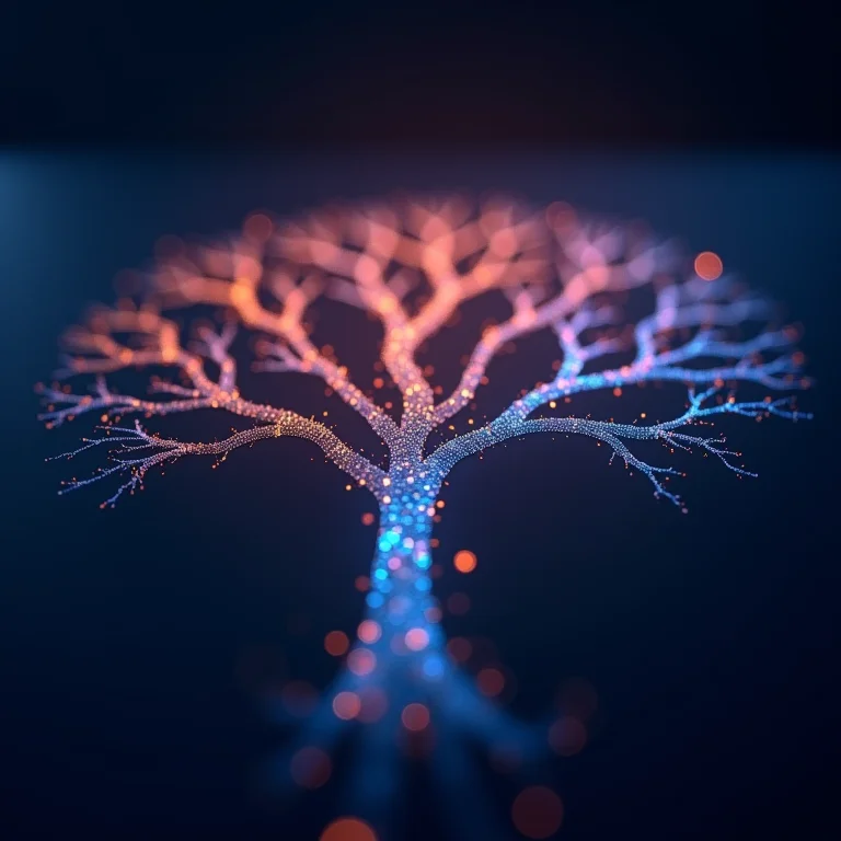 Representação visual de tópicos MQTT como uma árvore de dados.