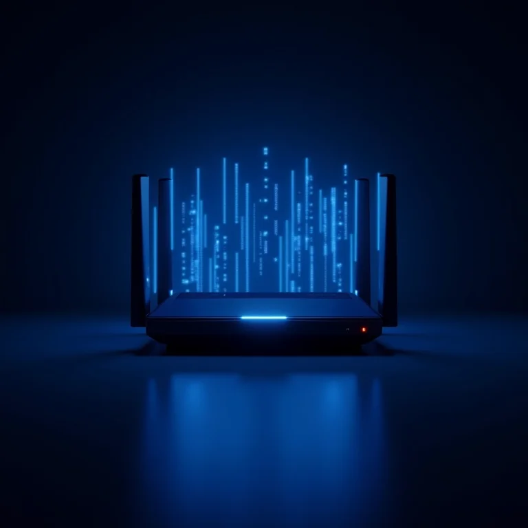 Roteador com circuitos azuis representando o endereço IP