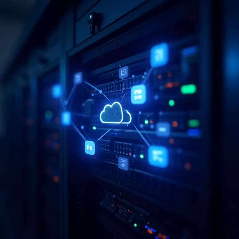 Servidor com ícones de máquinas virtuais, representando o Virtualbox Guest Additions.