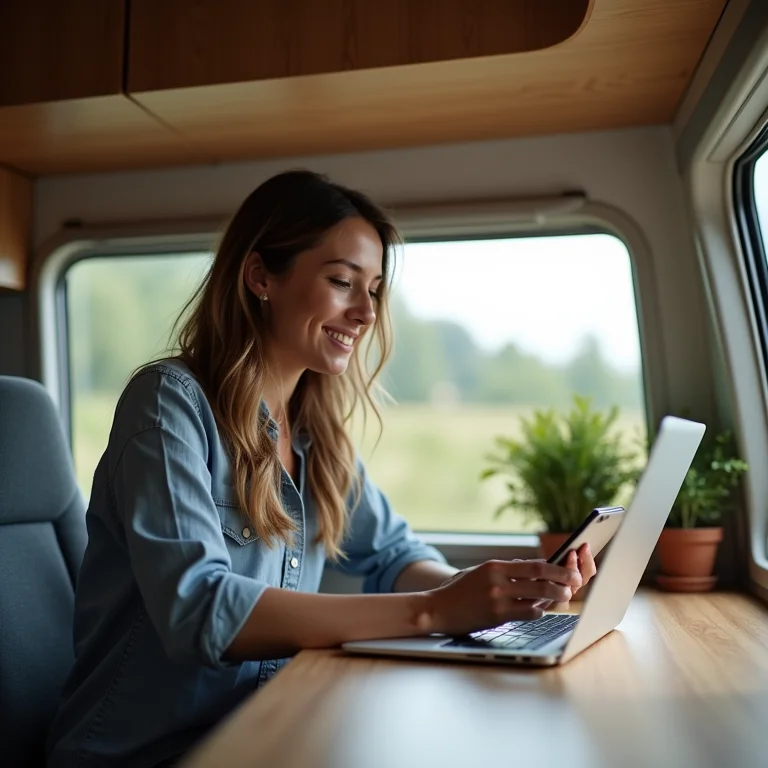 Smartphone como roteador no motorhome.