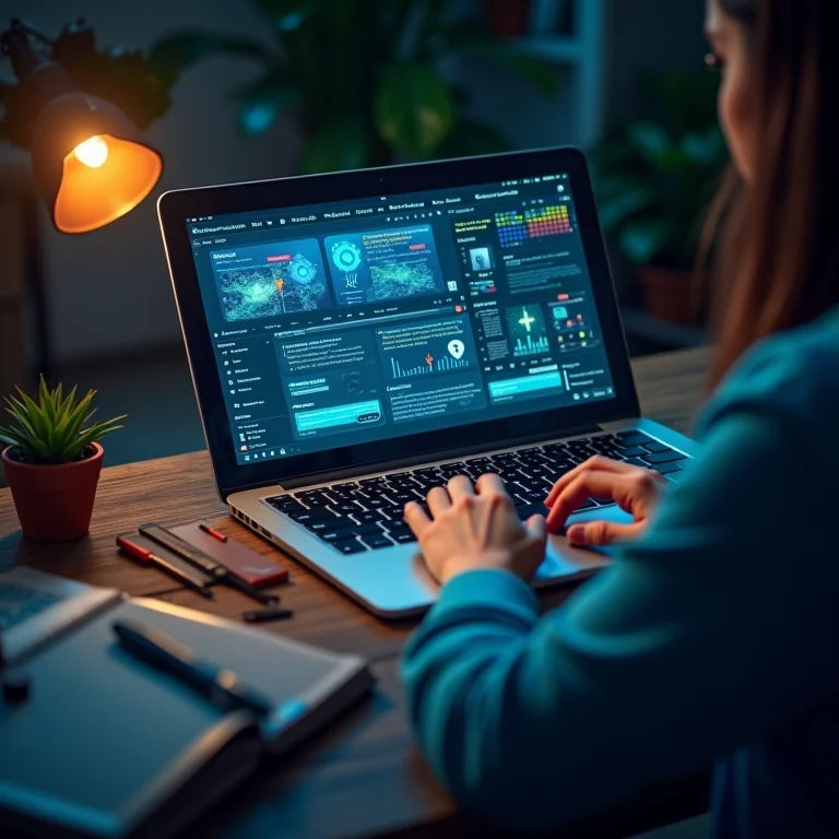 Tutorial digital brilhante em tela de laptop