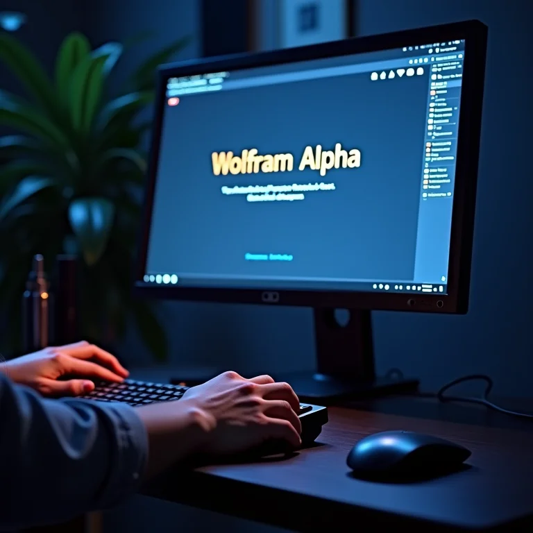 Usuário interagindo com Wolfram Alpha no PC