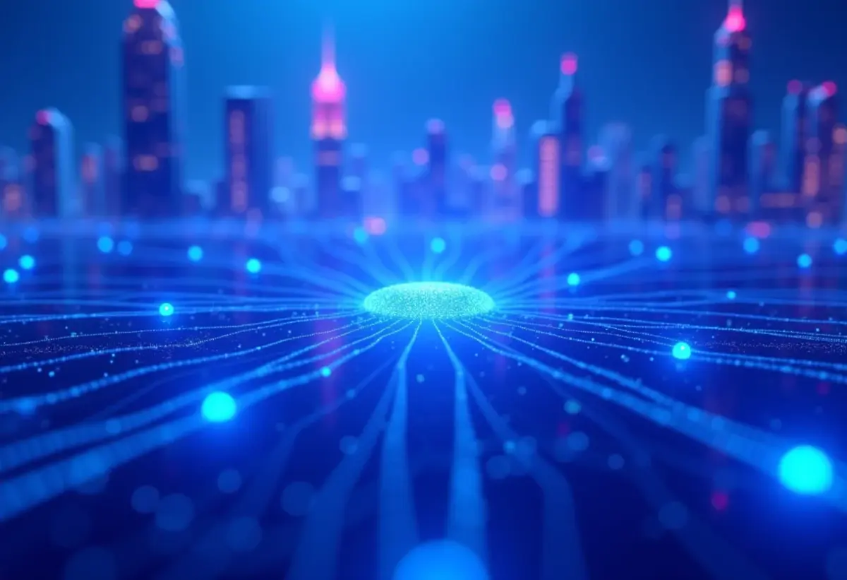 Visualização abstrata de IA otimizando processos de negócios