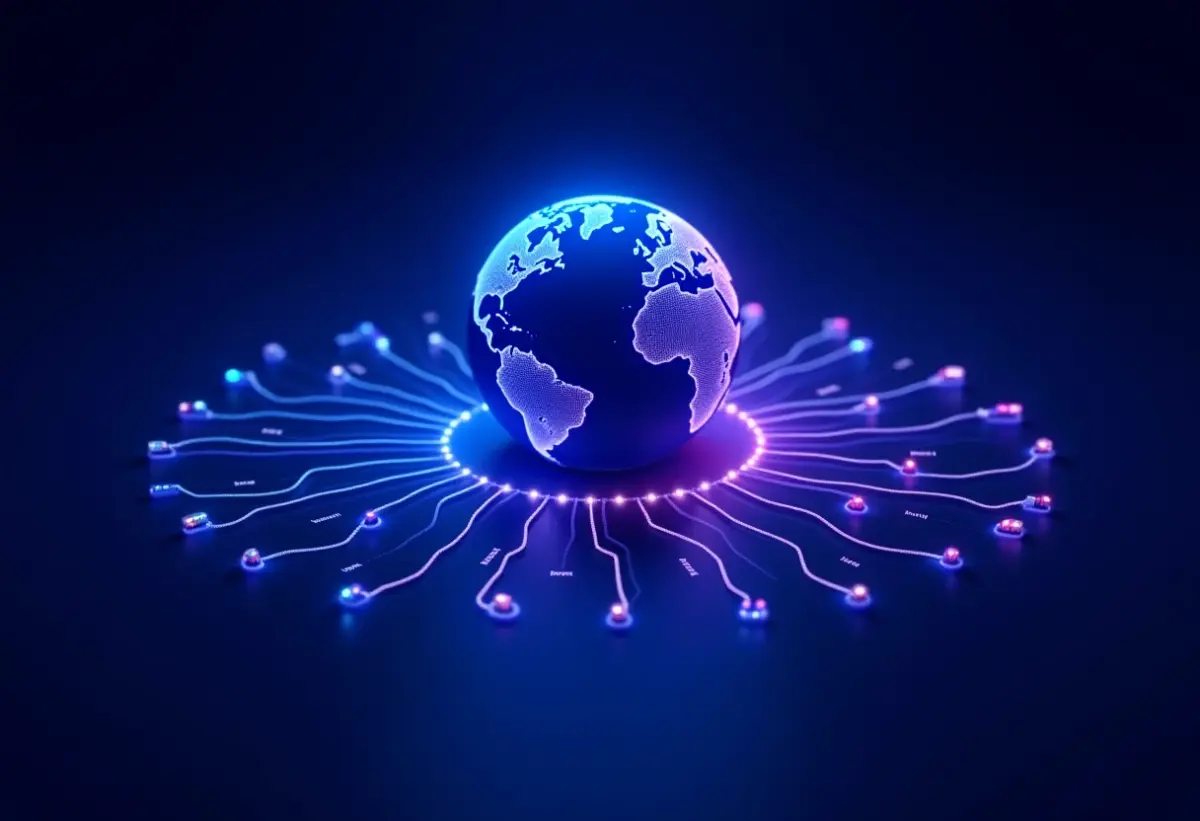 Rastreamento de IP: O que você precisa saber para se proteger Visualização abstrata de rastreamento de IP global