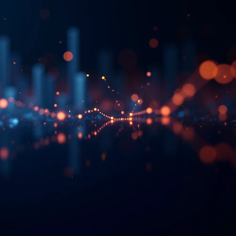 Visualização de dados preditivos com pontos brilhantes.