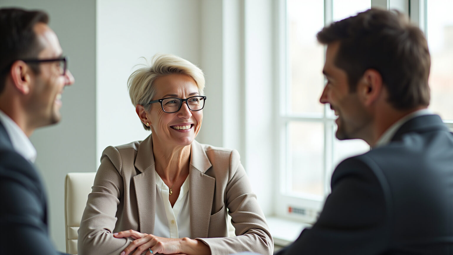 MedSênior: Guia Completo para Cotar e Contratar seu Plano de Saúde Mulher madura conversando com corretor de plano de saúde MedSênior.
