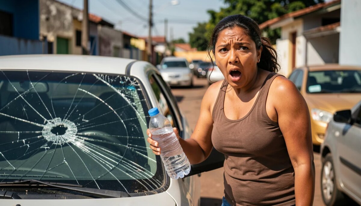 Choque térmico pode trincar o para-brisa? Pode jogar água fria no vidro quente? Mulher chocada ao ver para-brisa trincado após jogar água fria no vidro quente